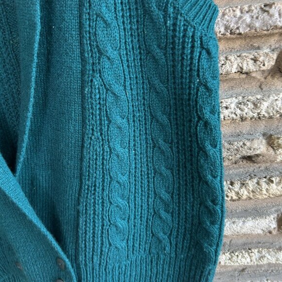 Northern Isles Vintage Teal Chunky Knit Double Breasted Sweater Vest Size Medium - Picture 7 of 9